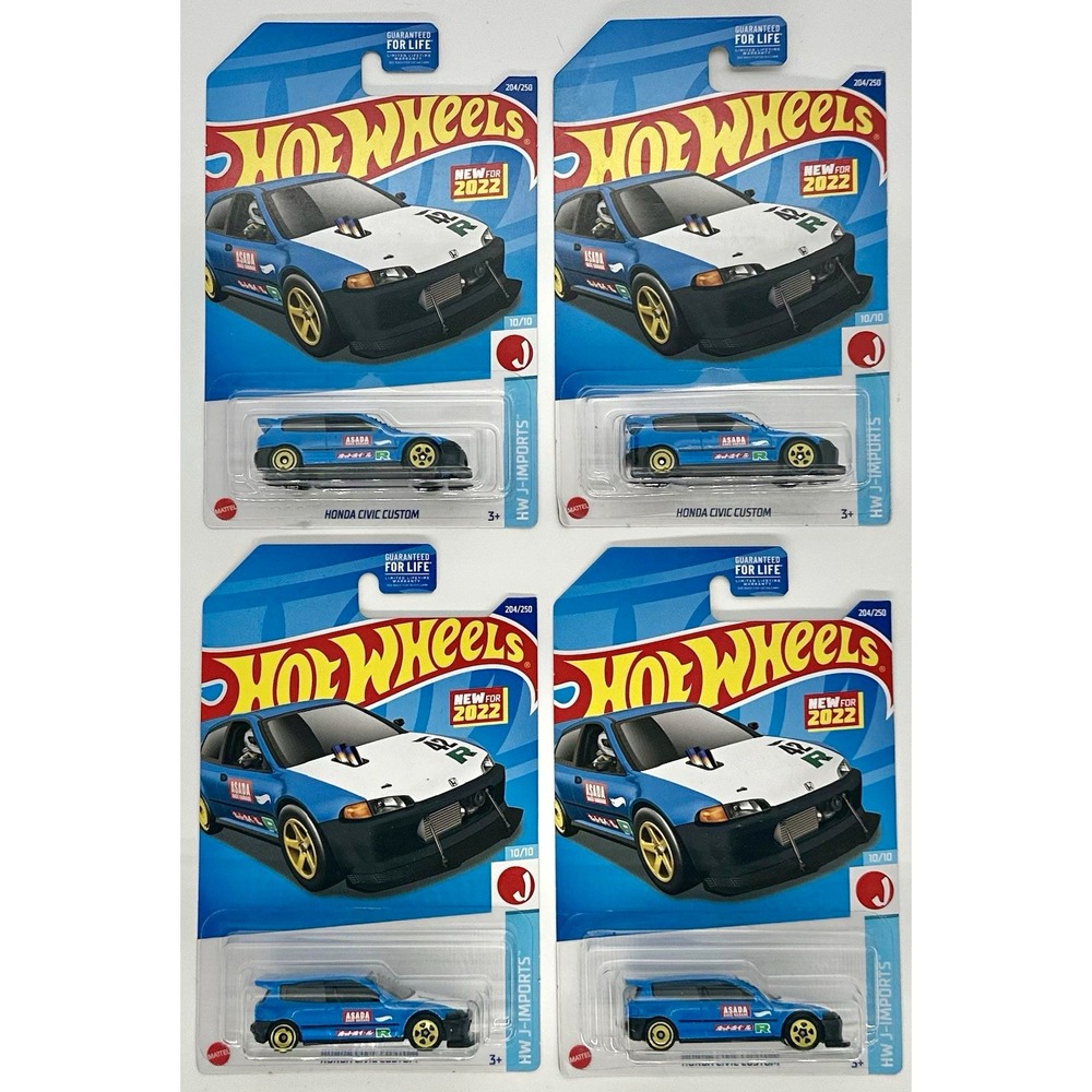 Hot Wheels Honda Civic Custom Lot of 4 HW J-Imports JDM 1:64 Sealed Blue White